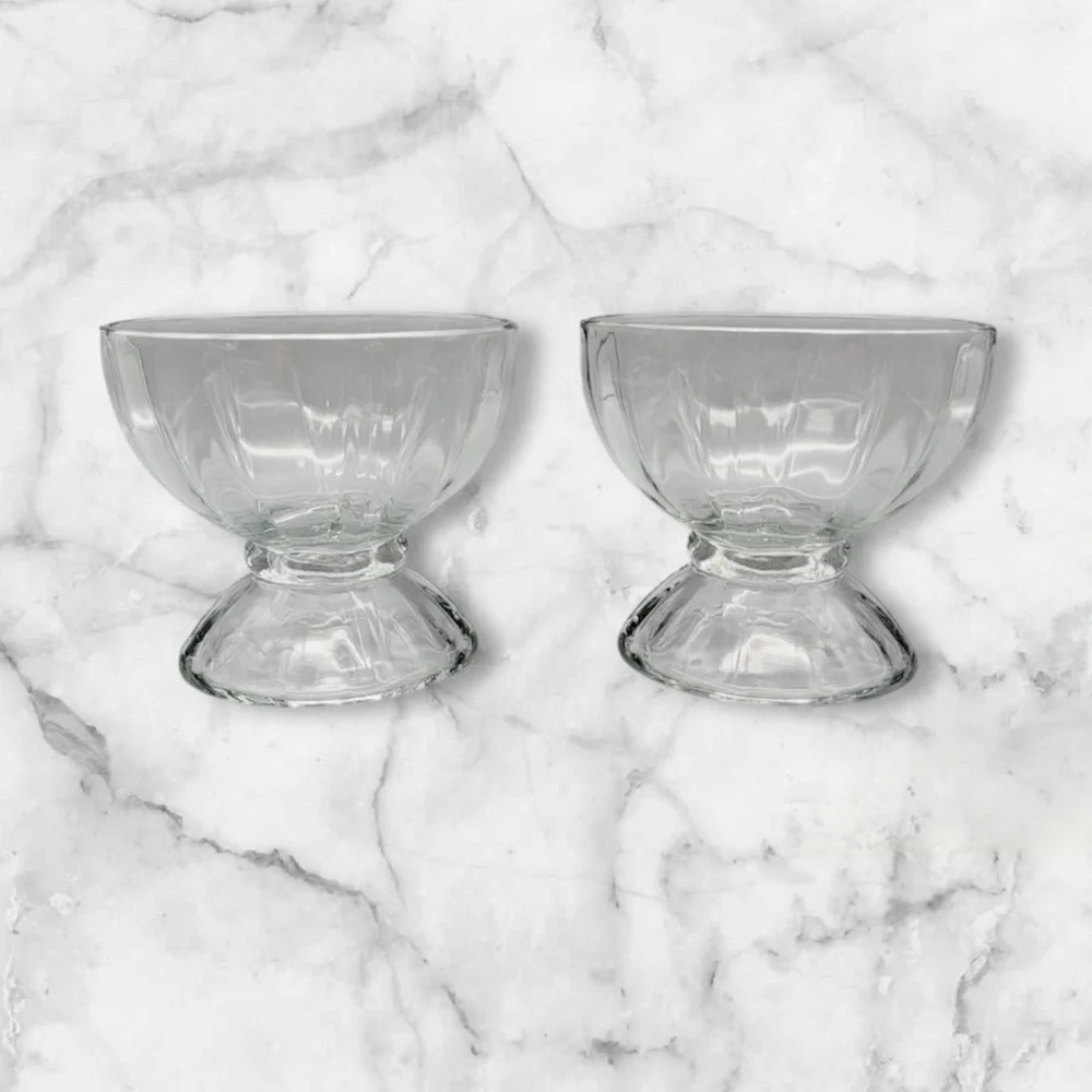 Libbey Set of two Ribbed Oversized Dessert Footed Ice Cream Bowls Serendipity